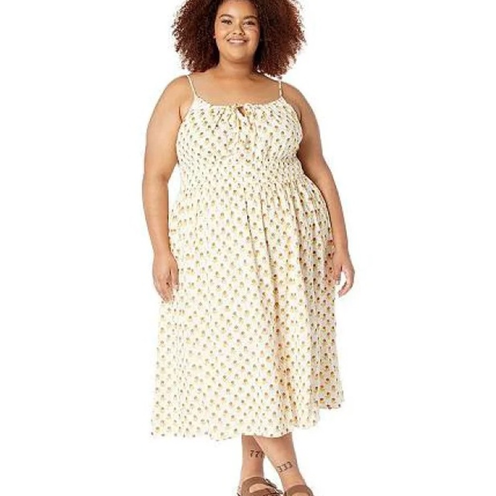 Madewell Sophia Cami Midi Dress in Wild Calendula Block-Print, size 1X